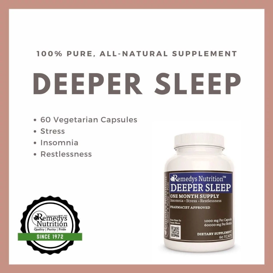 Sueño más profundo™ | Vitaminas para apoyar el sueño | 1000 mg, 60 Cápsulas Veganas 