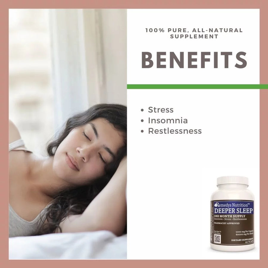 Deeper Sleep™  | Vitamins for Sleep Support | 1000 mg, 60 Vegan Capsules