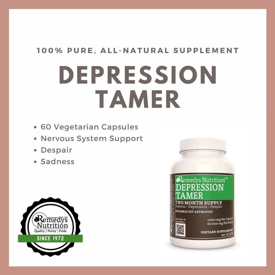 Depression Tamer™ | Vitamins for Mood | 1000 mg, 60 Vegan Capsules