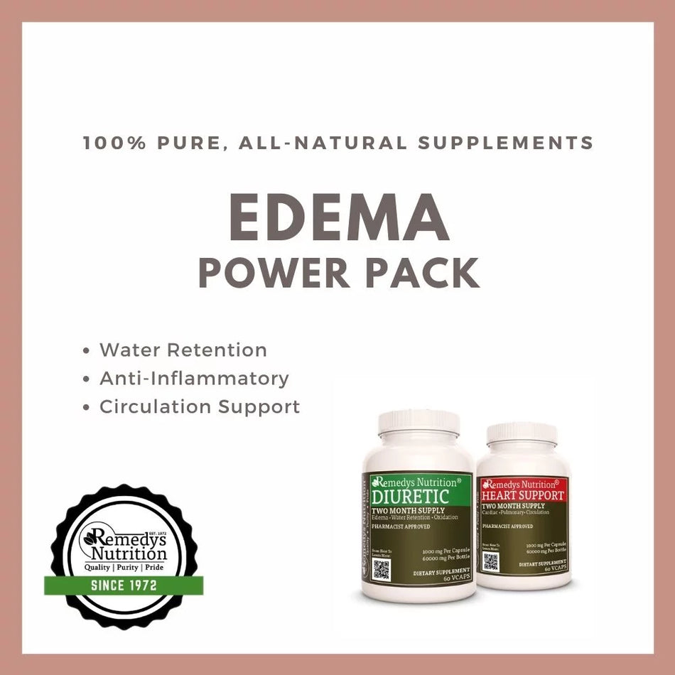 Edema Power Pack™ | Vitaminas para la retención de agua | Dos frascos de 1000 mg, 60 cápsulas 