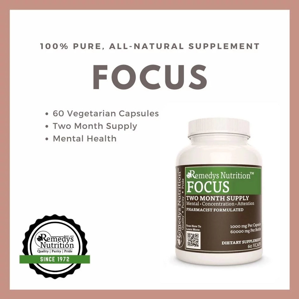 Focus™ | Vitamines pour la concentration | 1000 mg, 60 gélules végétaliennes 