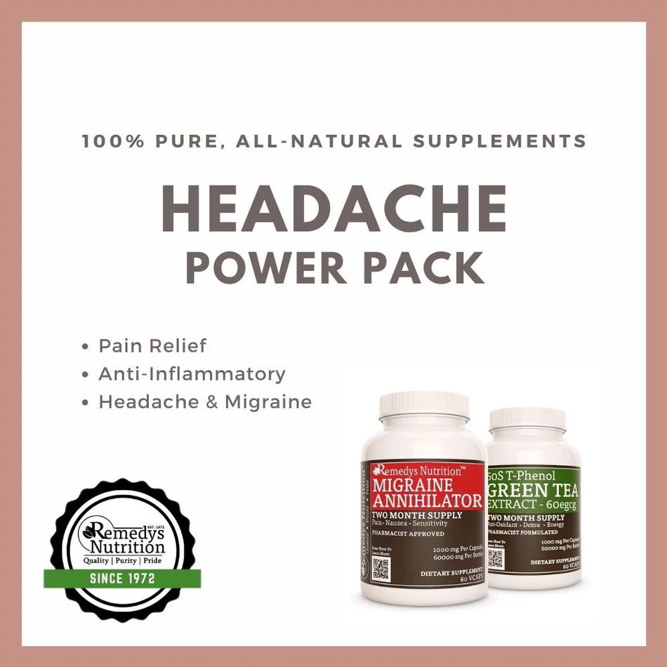 Paquete de energía para el dolor de cabeza™ | Dos frascos de 1000 mg, 60 cápsulas 