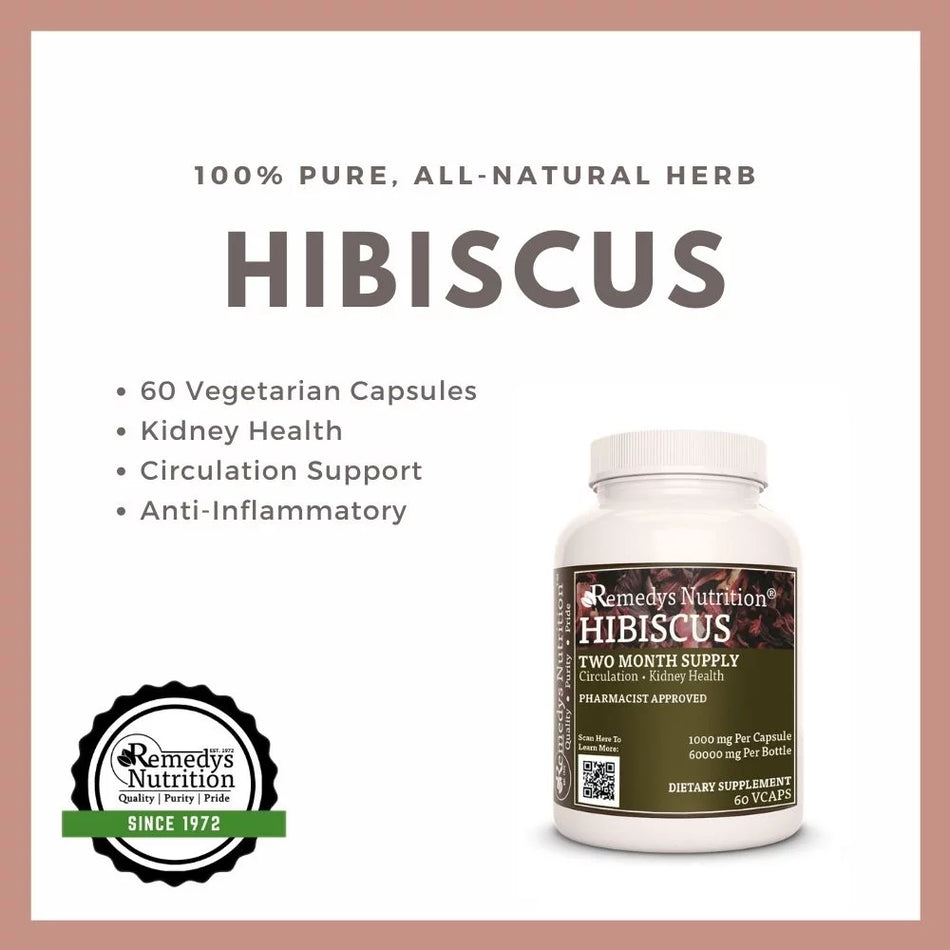 Hibisco | 1000 mg, 60 Cápsulas Veganas 