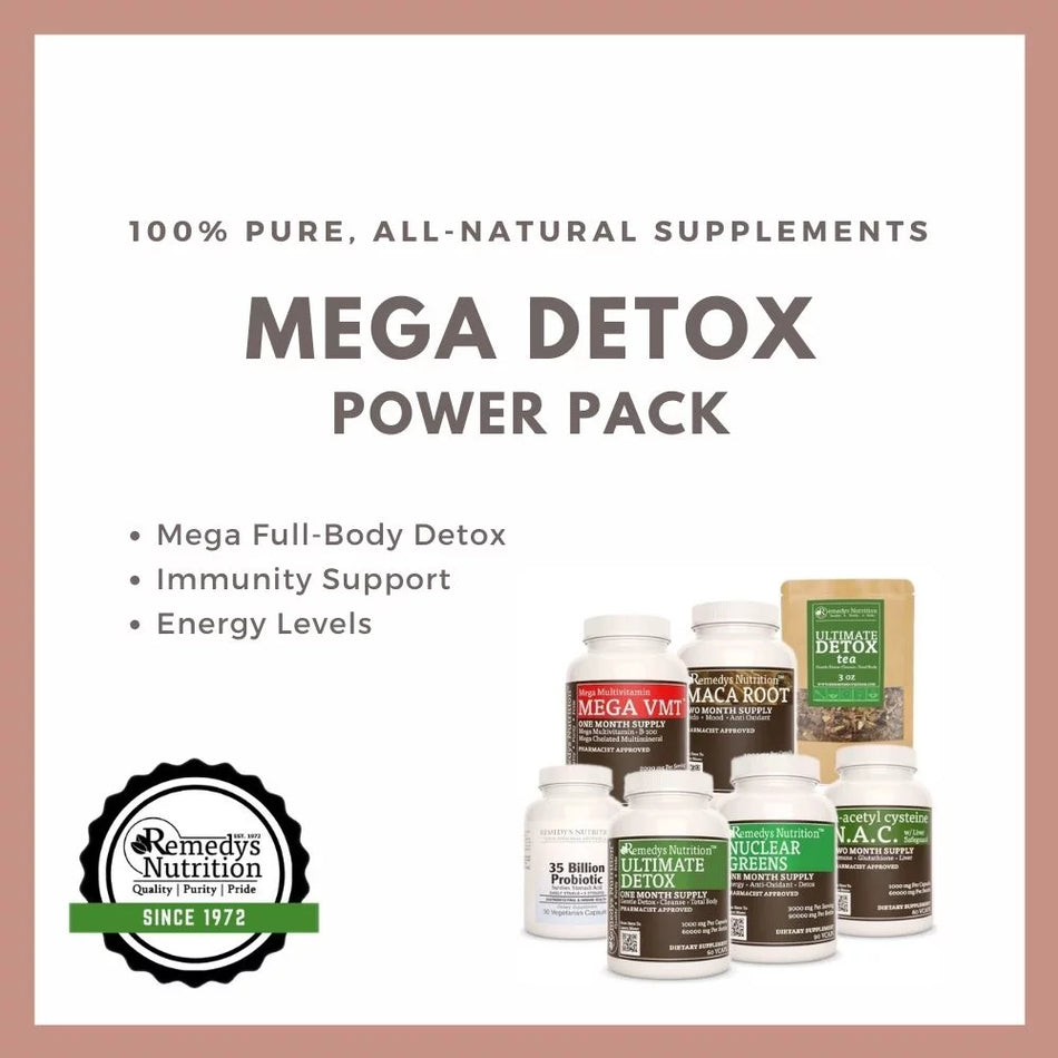 Mega Detox Power Pack™ | Six Supplement Bottles of Capsules & Tea