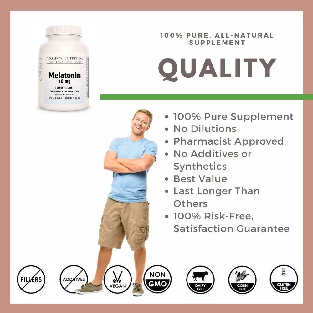 Melatonin 60 count, 10mg & 5mg — vegan supplement — Remedy's Nutrition