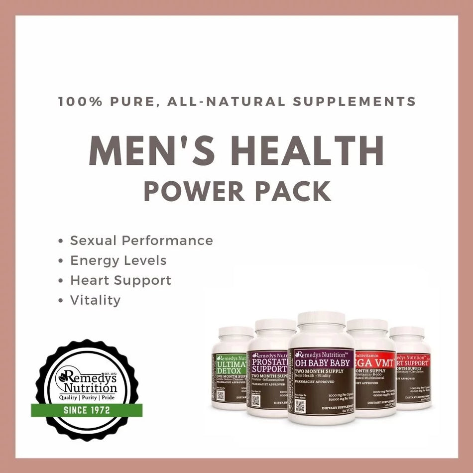 Power Pack™ pour la santé des hommes | Cinq flacons de suppléments de capsules 