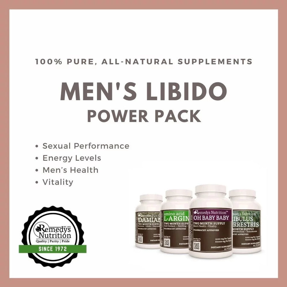 Libido Power Pack™ para hombres | Cuatro frascos de 1000 mg, 60 cápsulas veganas 