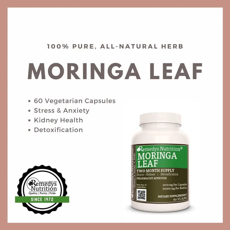 Hoja de Moringa | 1000 mg, 60 Cápsulas Veganas 