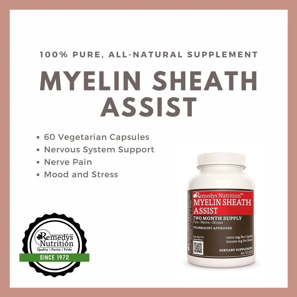 Ayuda de vaina de mielina™ | Vitaminas para los nervios | 1000 mg, 60 Cápsulas Veganas 