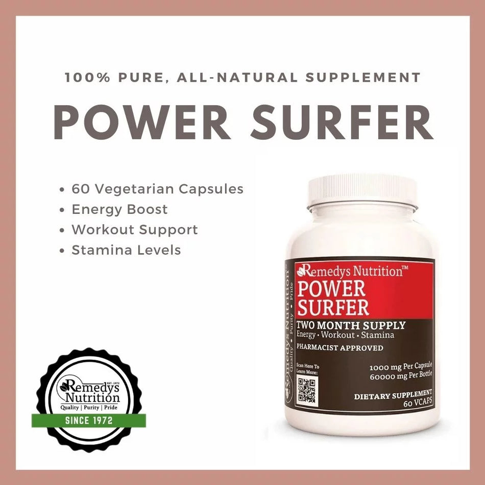 Power Surfer™ | Vitamins for Energy | 1000 mg, 60 Vegan Capsules