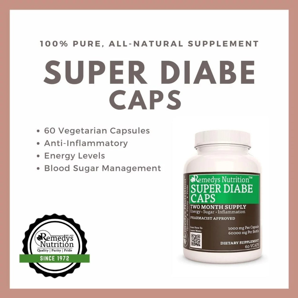 Super Diabe™  | Blood Sugar Supplement | 1000 mg, 60 Vegan Capsules