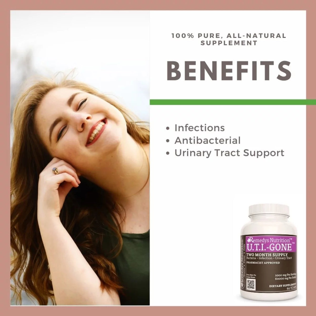 U.T.I. Gone Vitamins for UTI 1000 mg, 60 Vegan Capsules U.T.I. Gone Vitamins for UTI 1000 mg, 60 Vegan Capsules