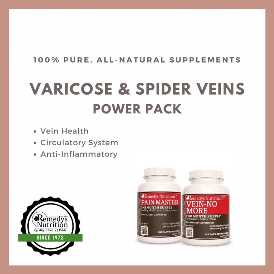 Varicose & Spider Veins Power Pack™ | Two Bottles of 1000 mg, 60 Capsules
