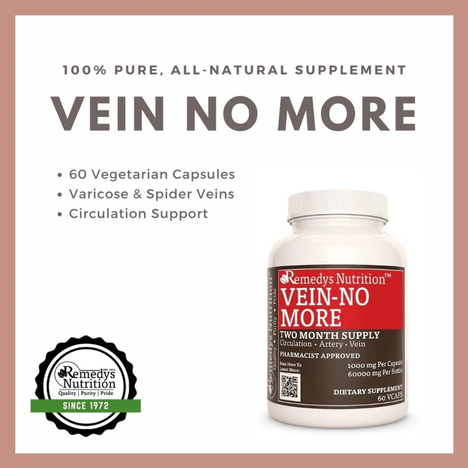 Vein No More™ | Vitamins for Varicose Veins | 1000 mg, 60 Vegan Capsules