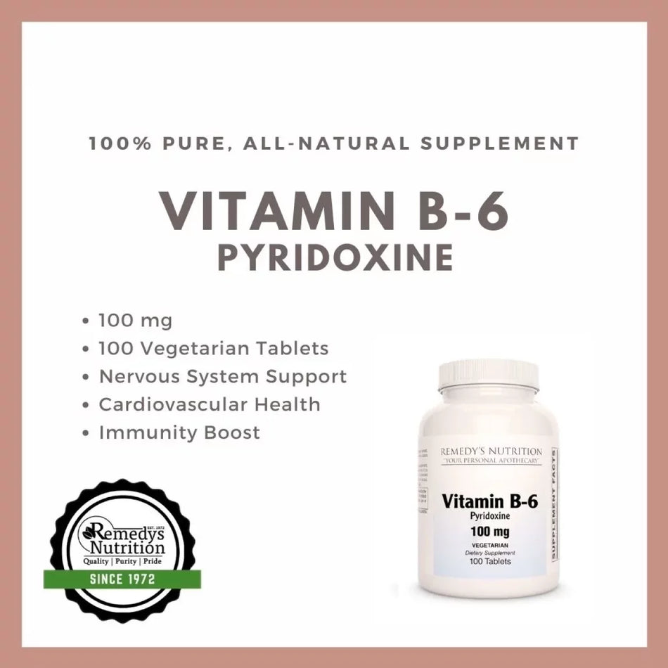 Vitamina B-6 (piridoxina) | 100 mg, 100 comprimidos 