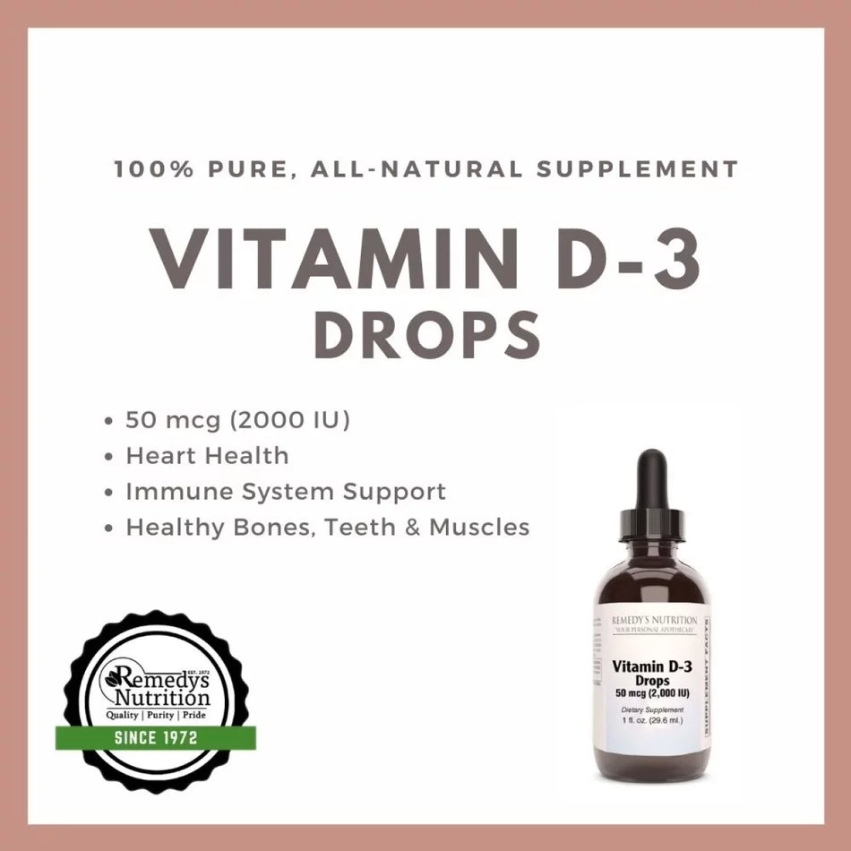 Gotas de vitamina D-3 | 2000 UI, 1 onza líquida 