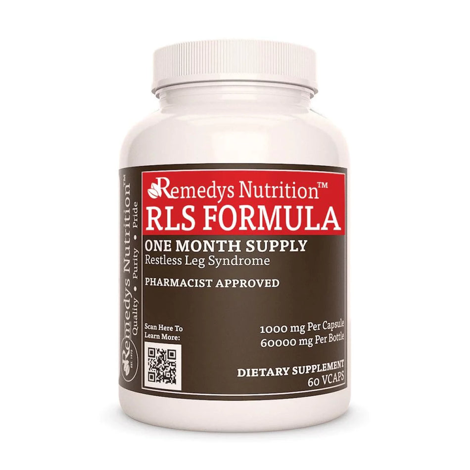 Image of Remedy's Nutrition® RLS Formula™ Capsules Herbal Dietary Supplement for Restless Leg Syndrome bottle Made in the USA