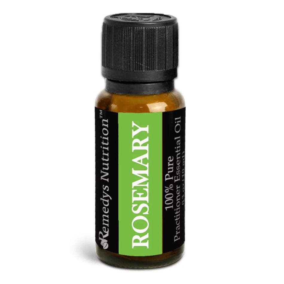 Image of Remedy's Nutrition® Rosemary Essential Oil Topical Aromatherapy front bottle. Practitioner Oils.