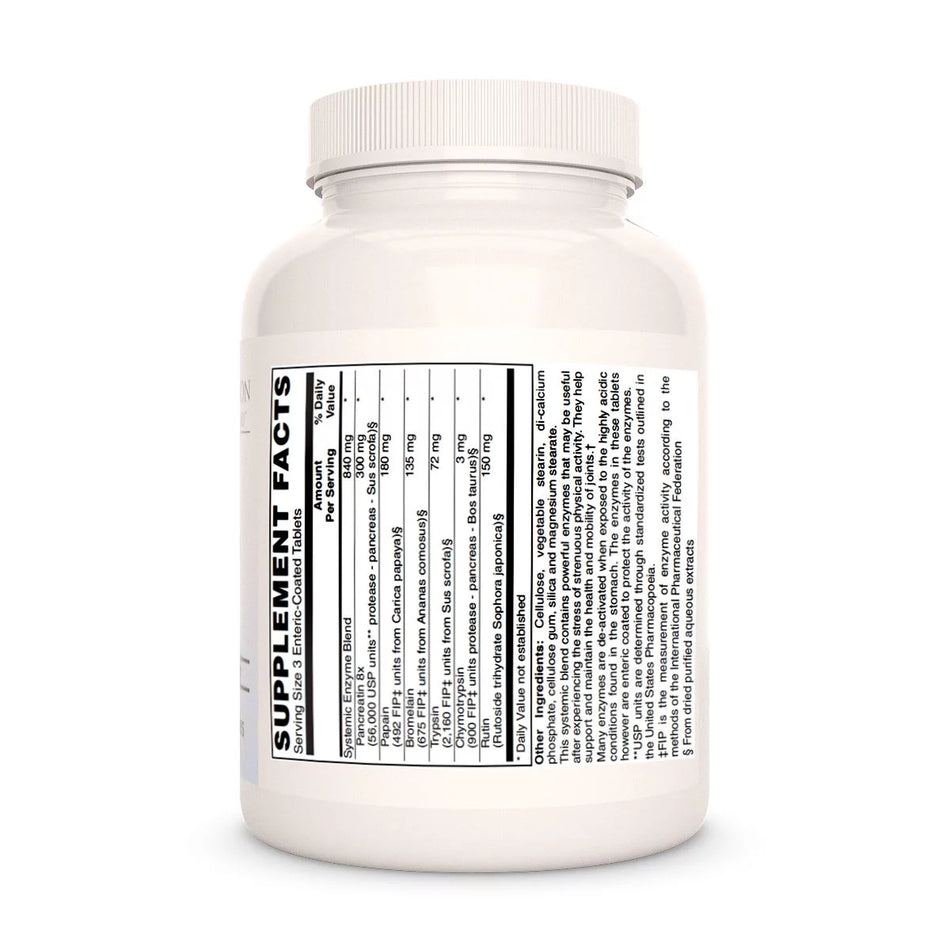 Image of Remedy's Nutrition® Ultra Proteo-Zimes™ back. Supplement Facts label, Ingredients: Pancreatin Papain Bromelain Rutin.