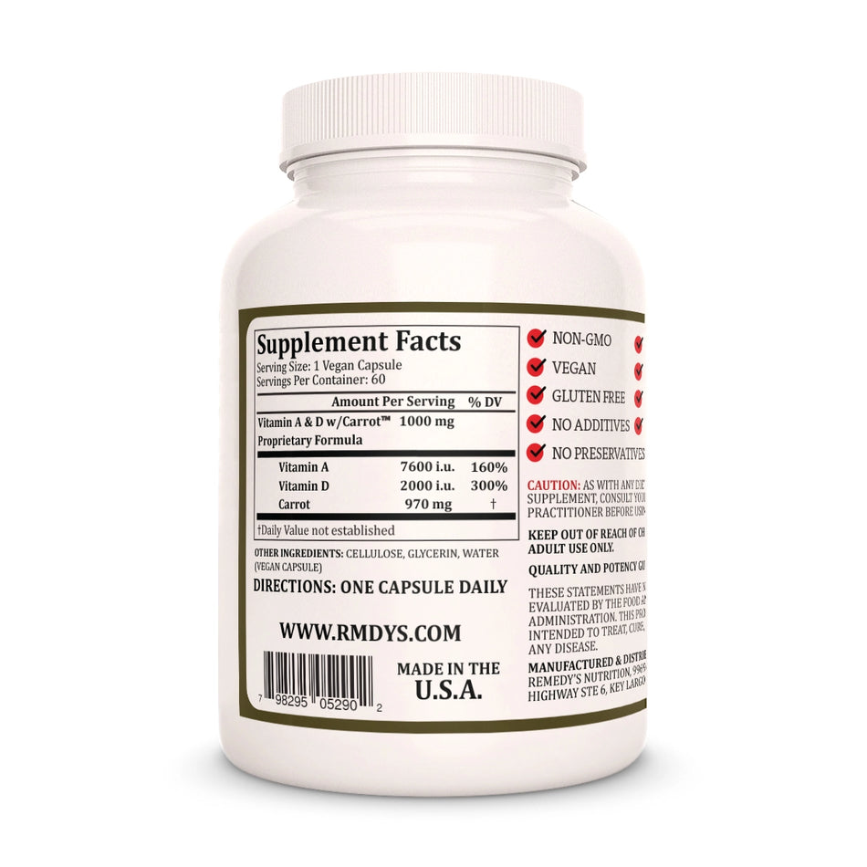 Vitamin A & D  with Carrot | 1000 mg, 60 Vegan Capsules