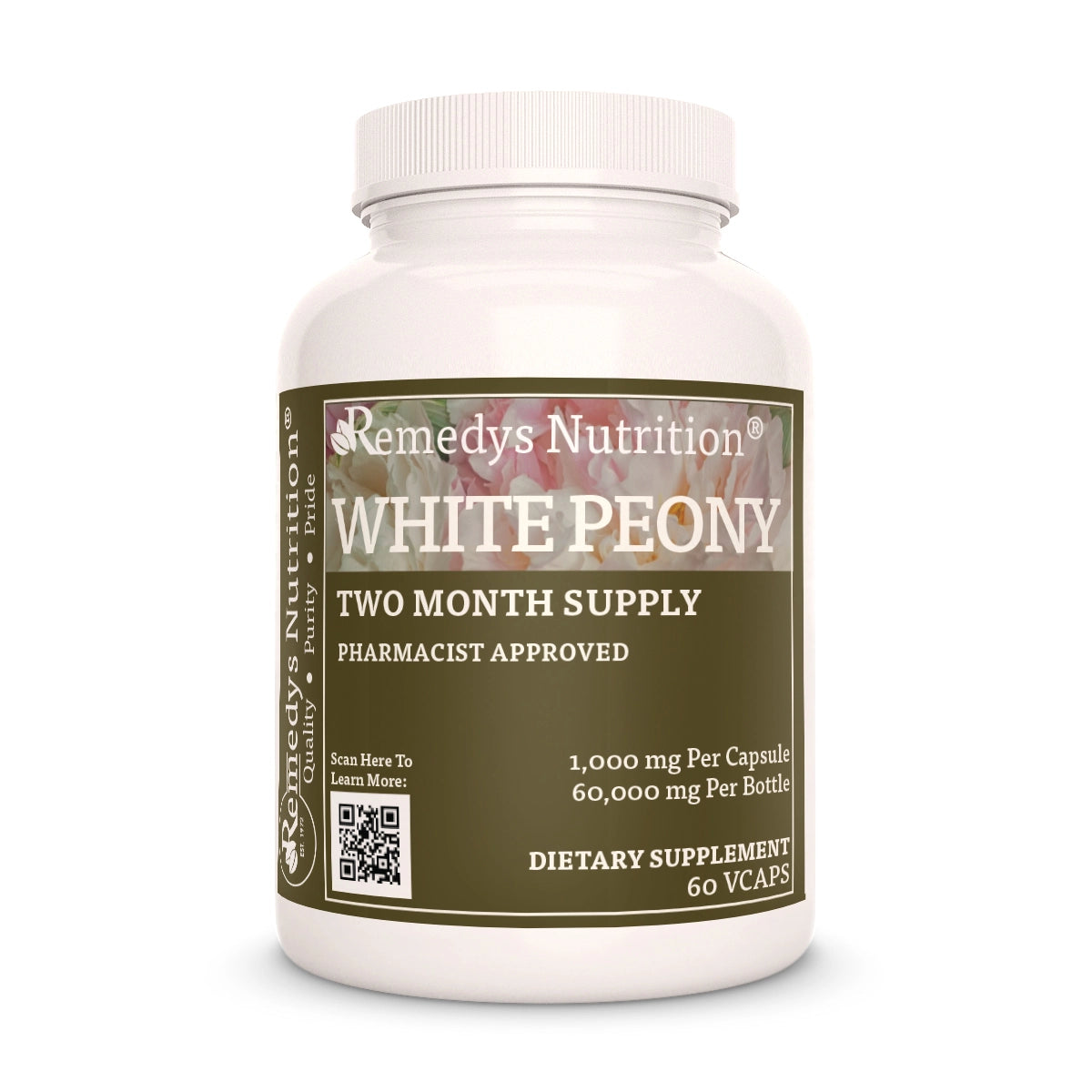 White Peony Root 1000 mg, 60 Vegan Capsules