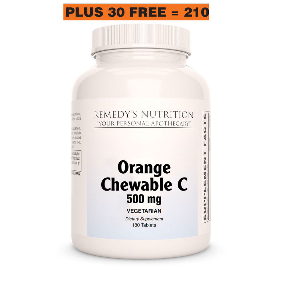 Vitamina C masticable de naranja | 500 mg, 180 comprimidos 